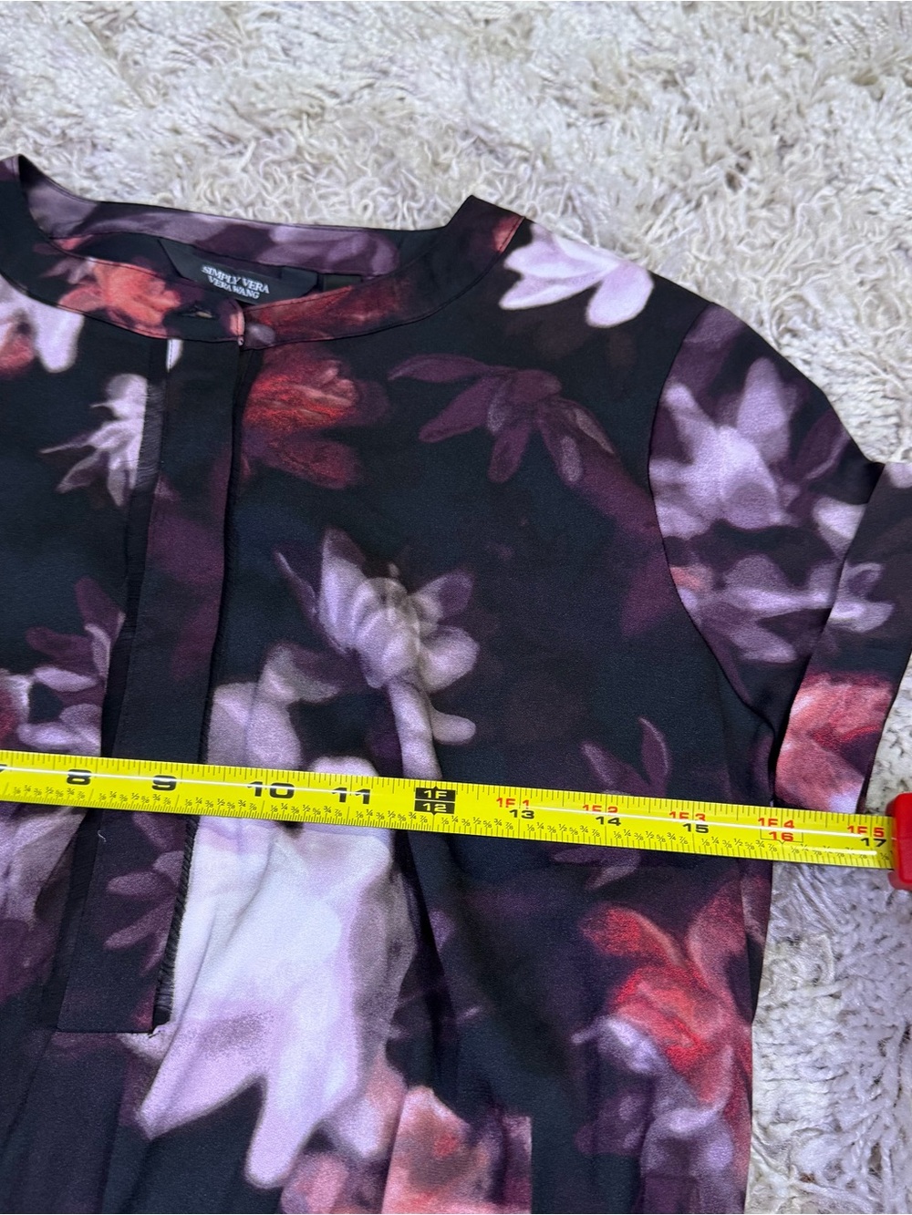 Simply Vera Vera Wang Floral High Low Midi Dress Small Short Sleeve Black - Picture 7 of 10